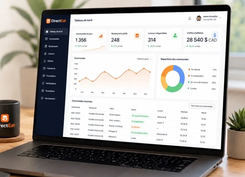 Interface d’administration DirectEat